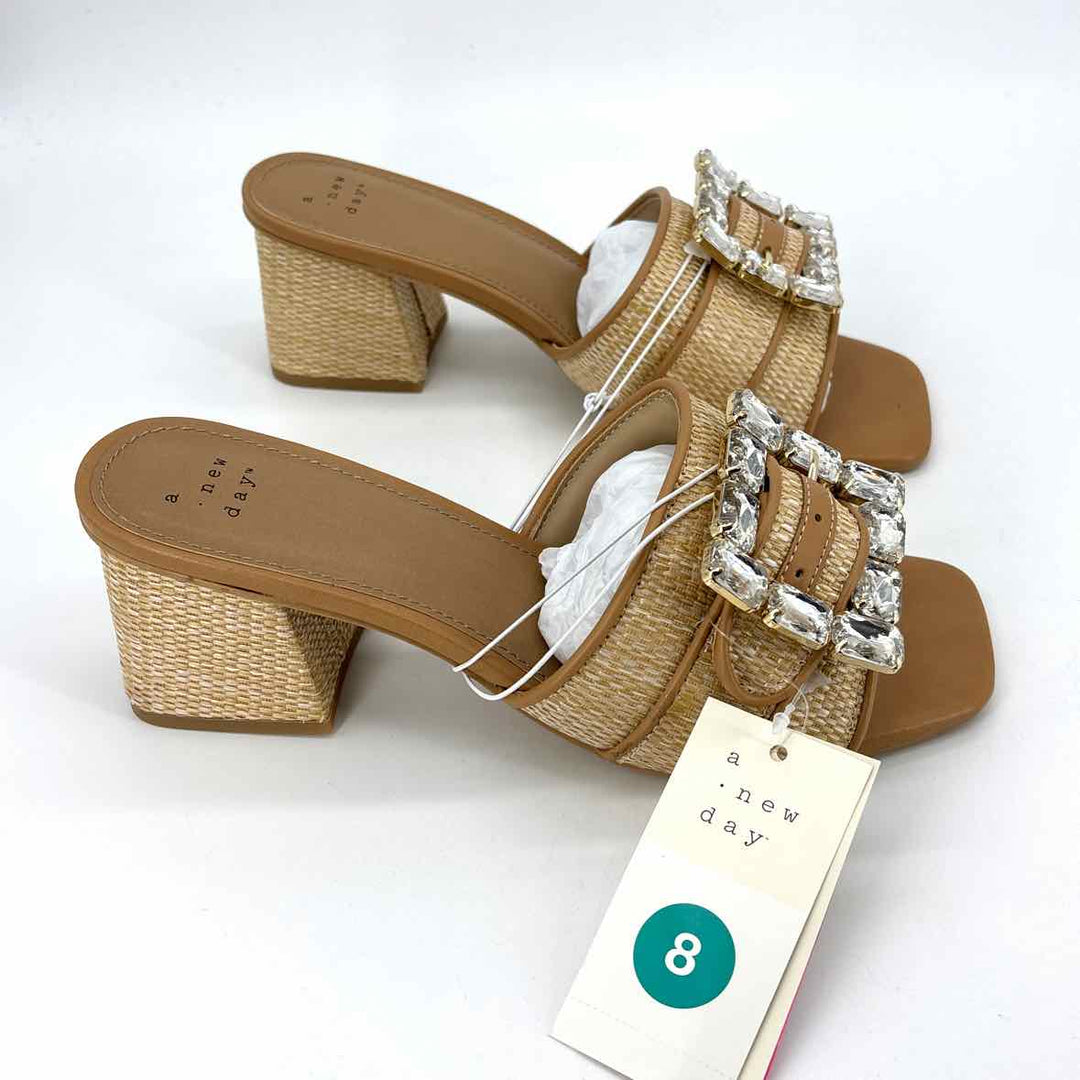 Shoe Size 8 A NEW DAY Tan Straw Sandals