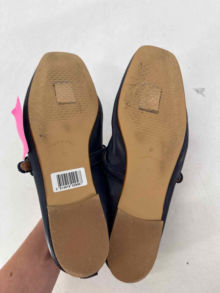 Shoe Size 38 Navy Leather Flats