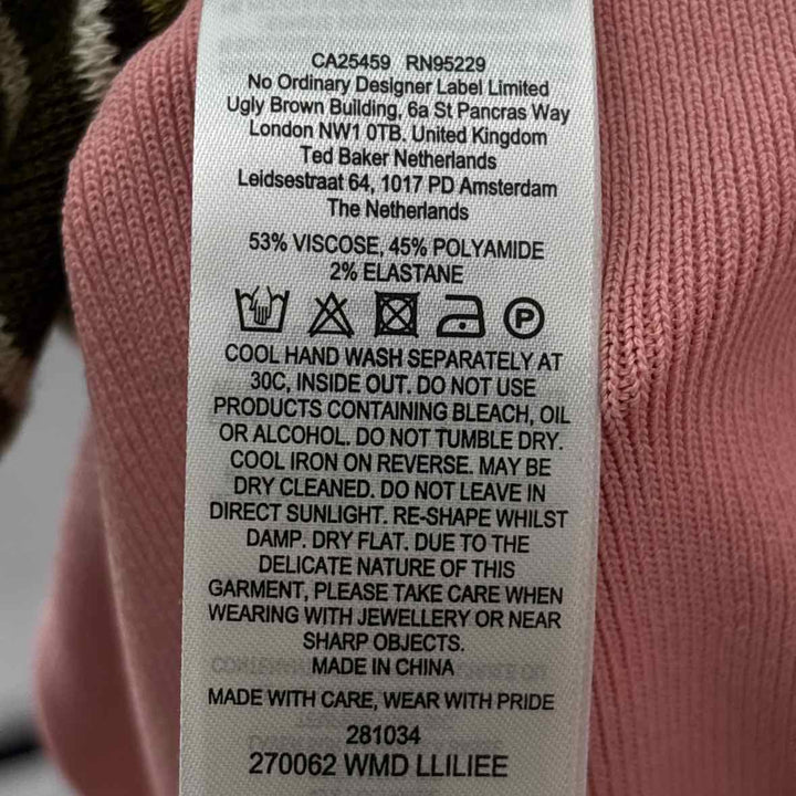 Size 3 TED BAKER Pink Knit Dress