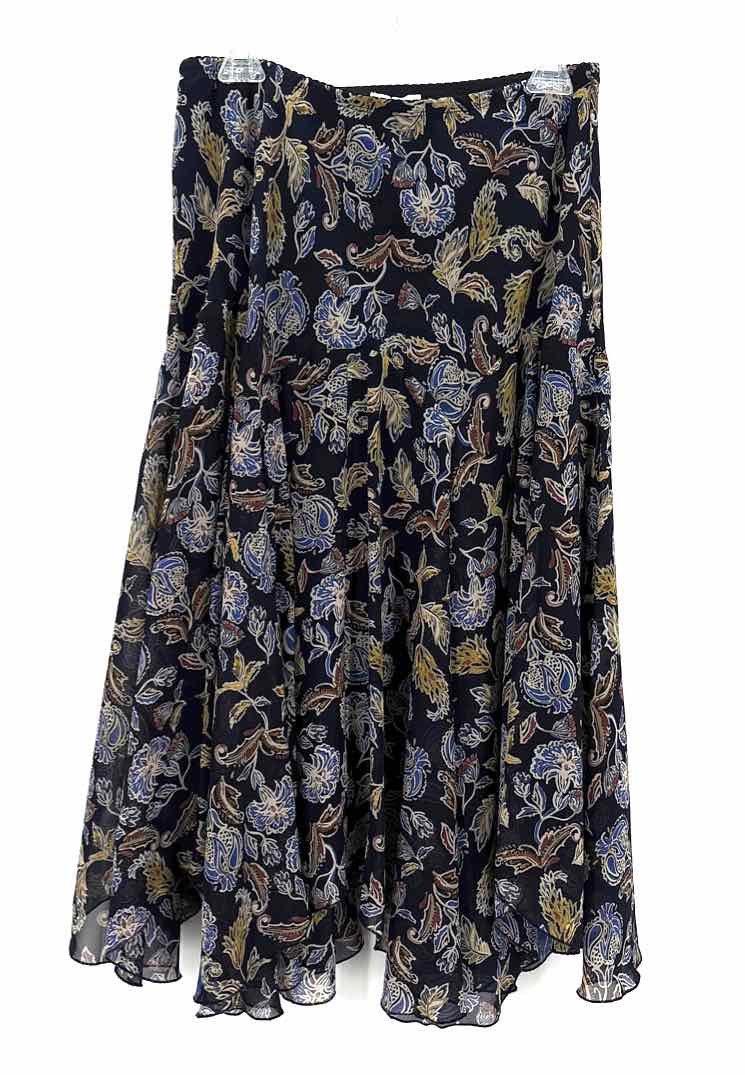 Size M SUSAN GRAVER Navy Print Skirt
