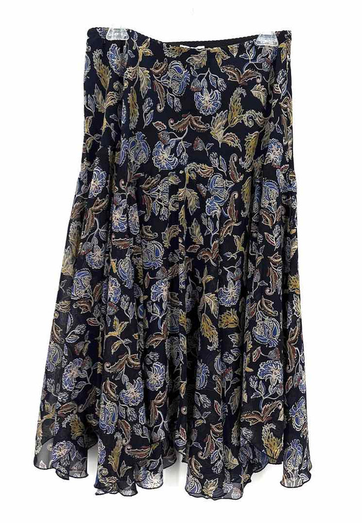 Size M SUSAN GRAVER Navy Print Skirt