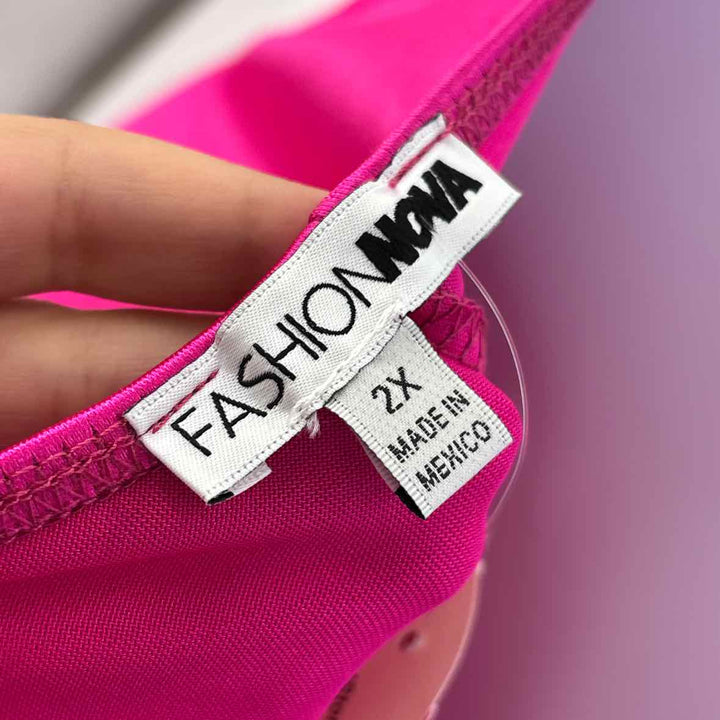 Size 2X FASHION NOVA Fuschia Satin Dress