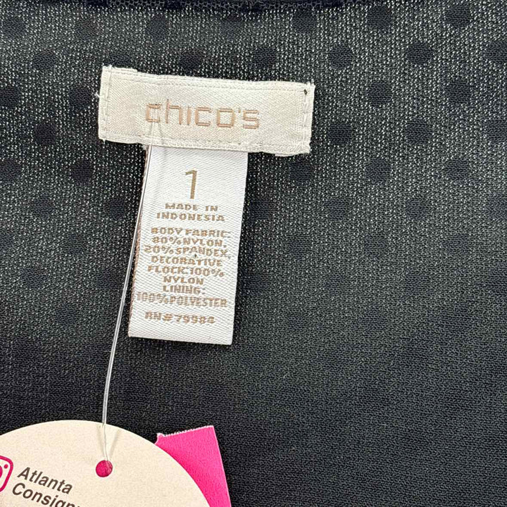 Size M Chico's Black Velvet Mesh Shirt