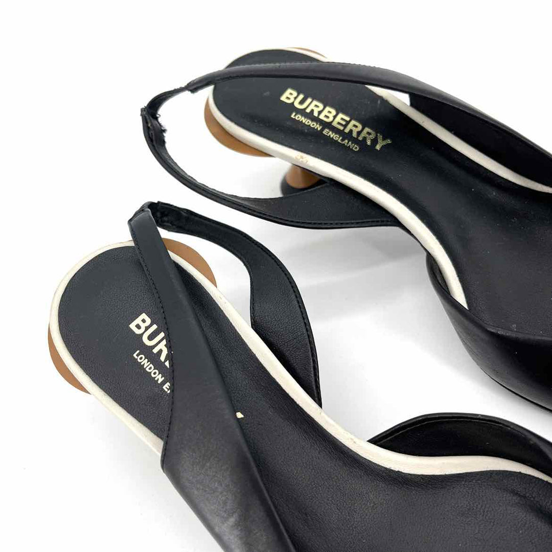 Shoe Size 35 Burberry Black Leather Luxury - Pumps
