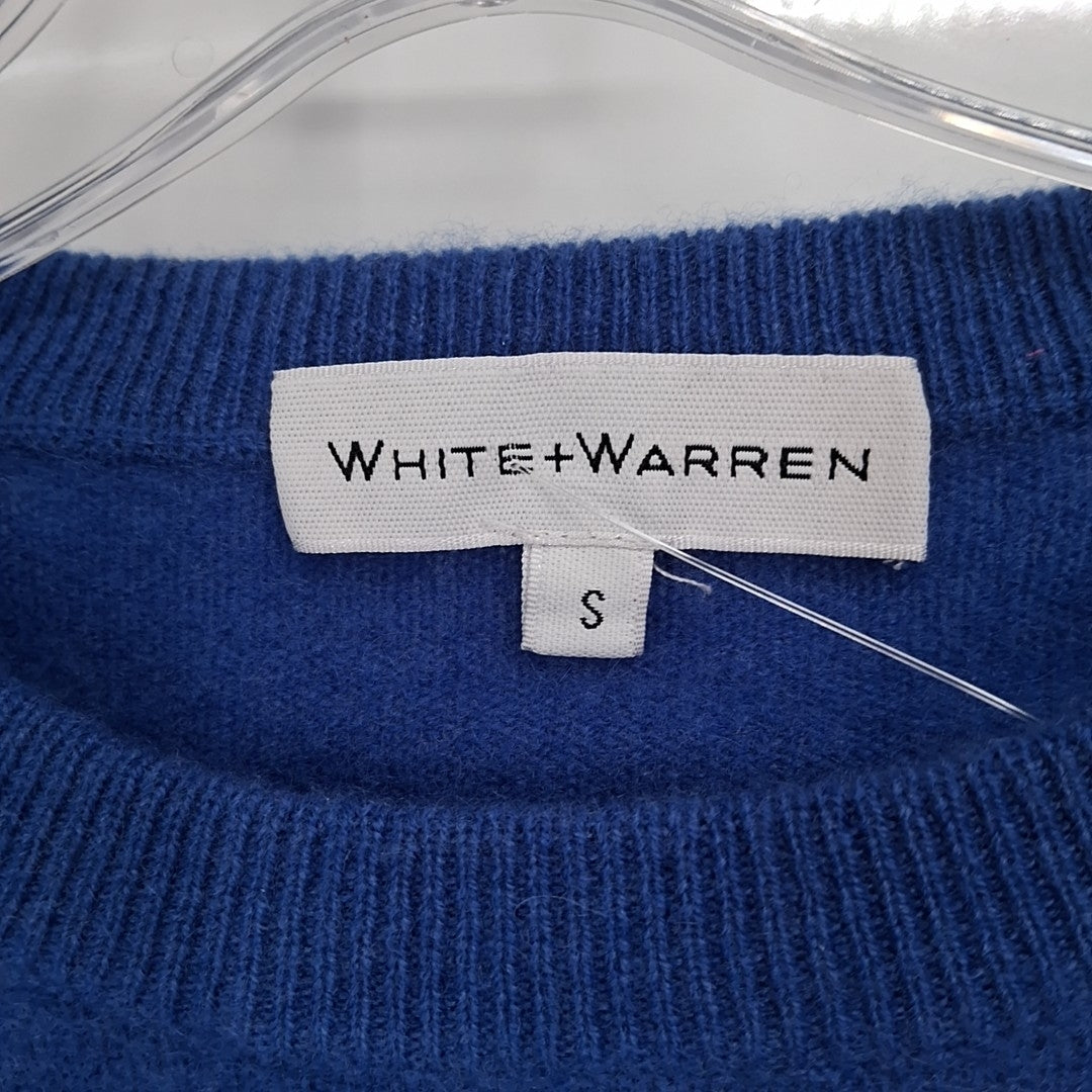 Size S WHITE + WARREN Blue Sweater