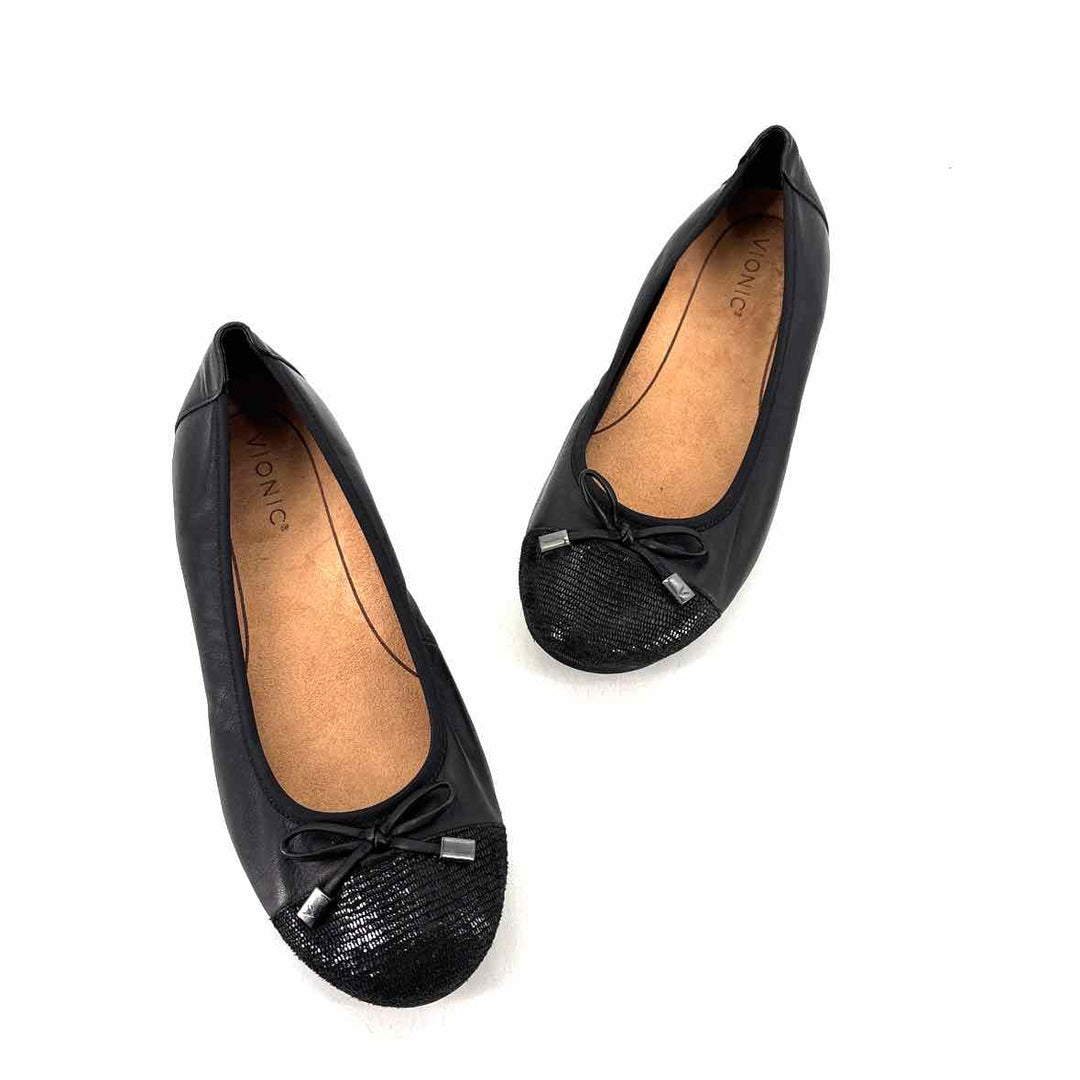 Shoe Size 8.5 VIONIC Black Leather Flats