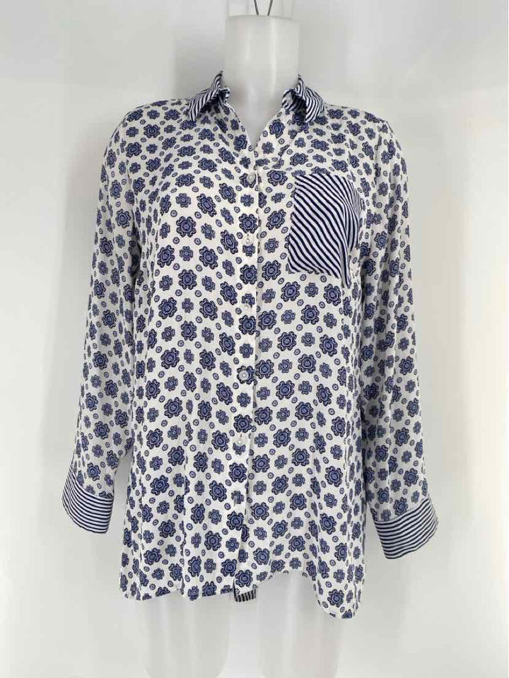 Size 4 Chico's Blue Print Shirt