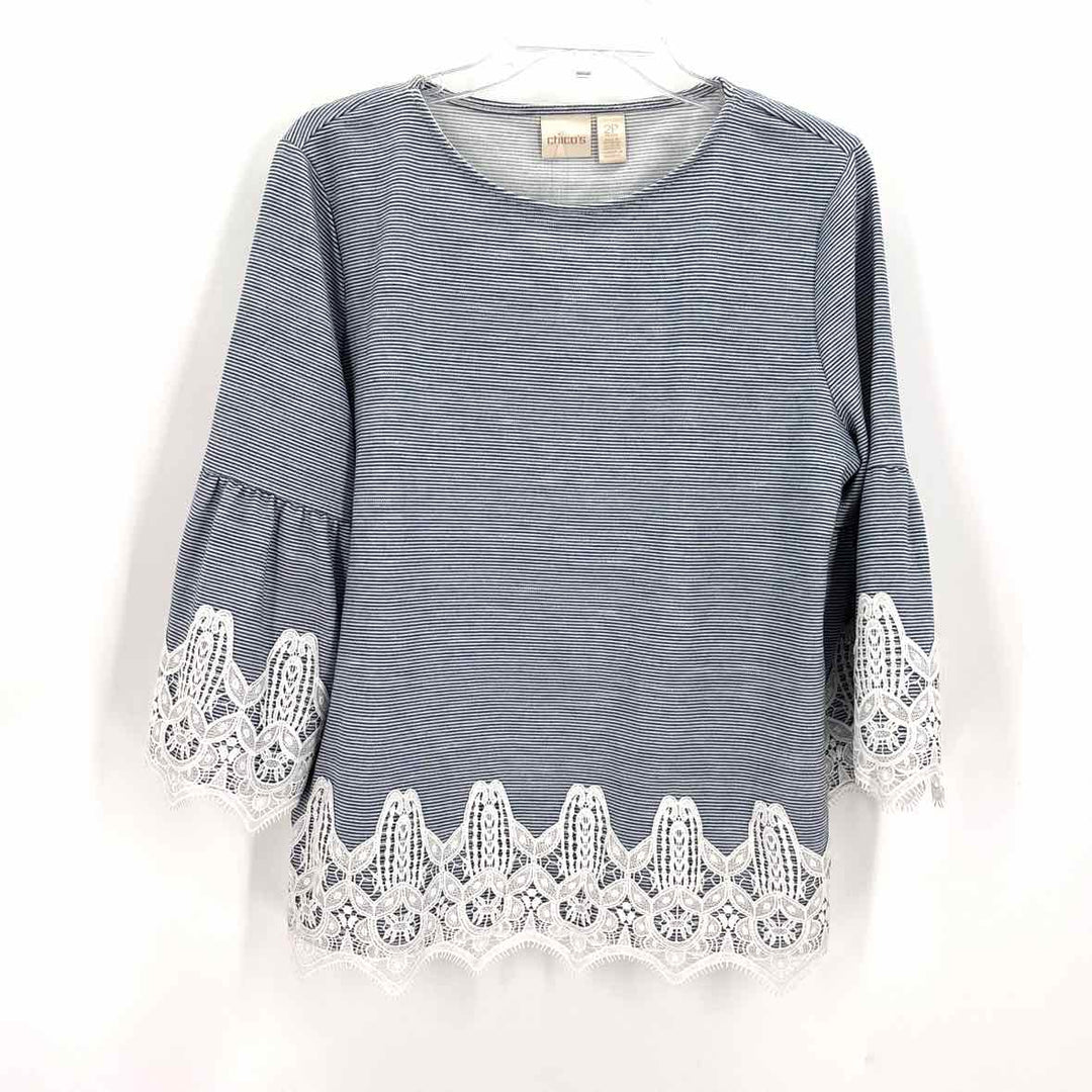Size L Chico's Multi-Color Knit Lace Shirt