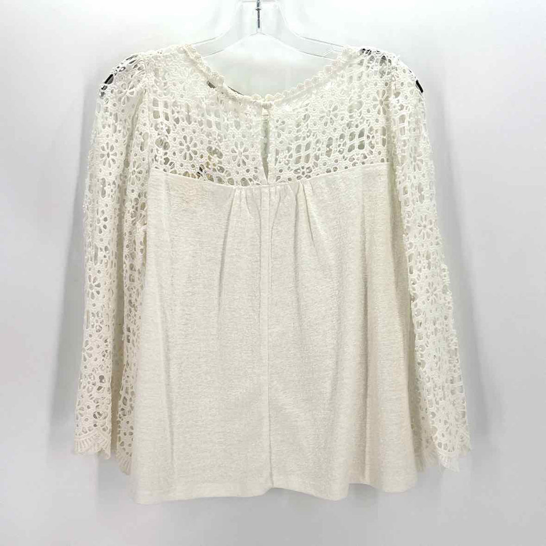 Size M Anthropologie Ivory Crochet Knit Shirt