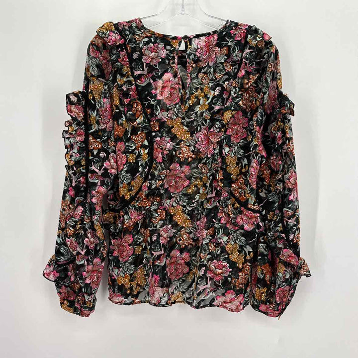 Size 10 TOPSHOP Black Print Shirt