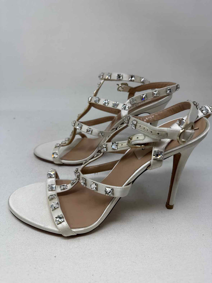 Shoe Size 38.5 VALENTINO Ivory Sateen Luxury - Sandals