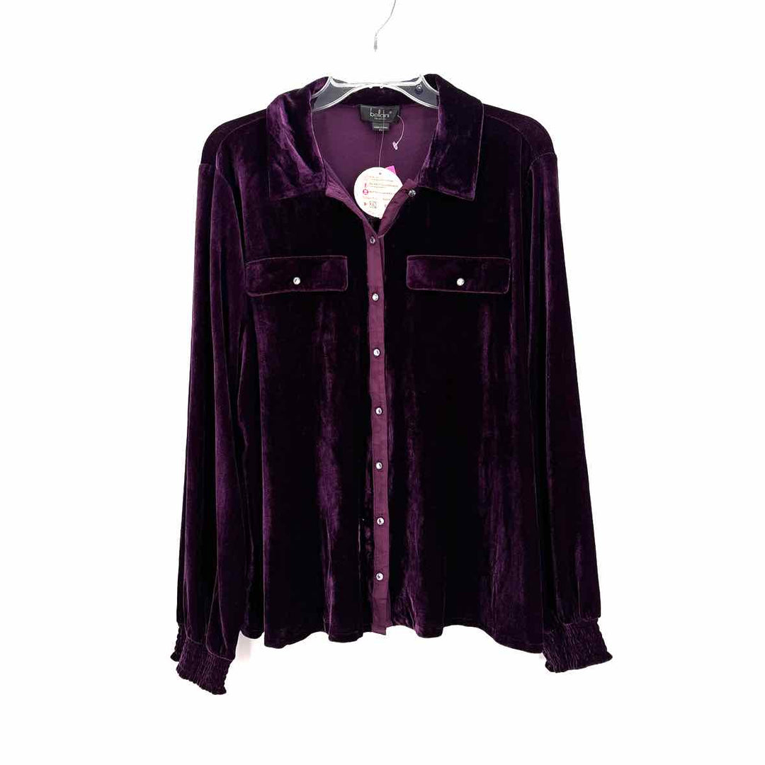 Size 2X BELLADINI Purple Velvet Shirt