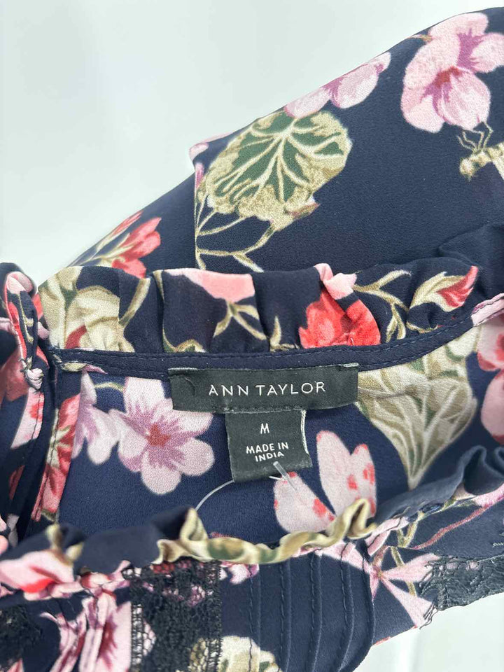 Size M Ann Taylor Navy Print Shirt