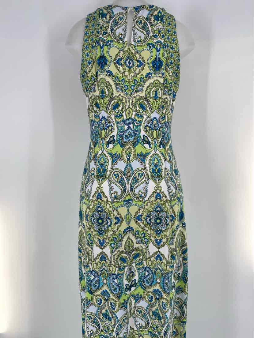 Size M LONDON TIMES Green Print Dress