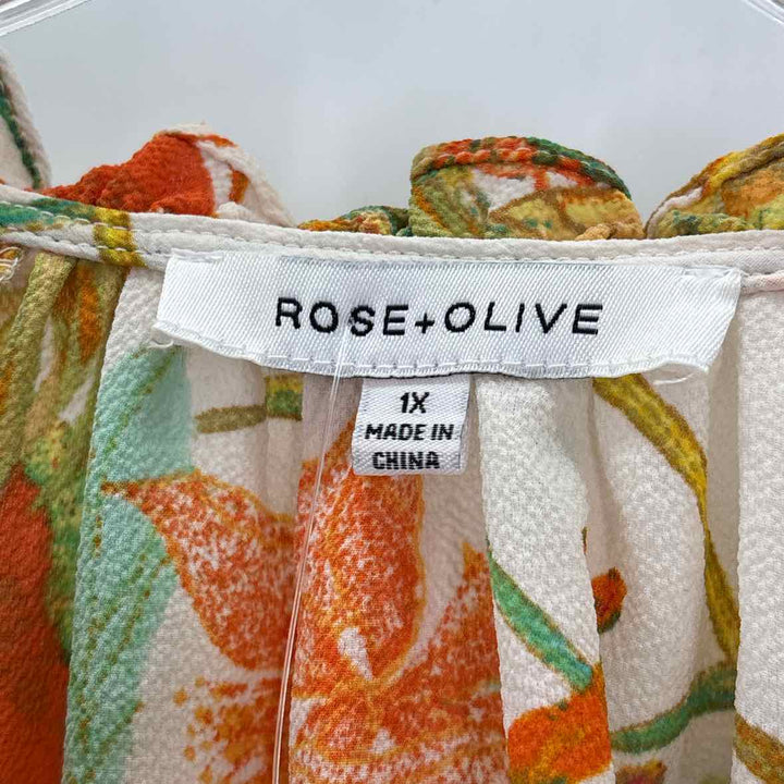 Size 1X ROSE + OLIVE Multi-Color Shirt