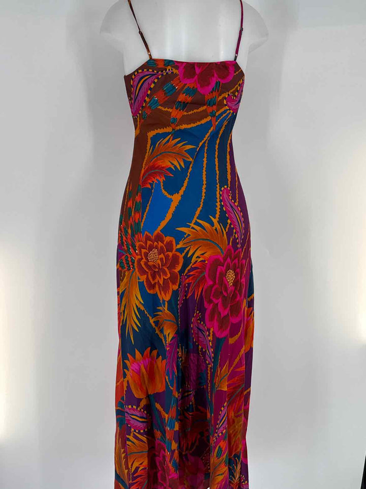 Size S FARM RIO Multi-Color Silk Dress
