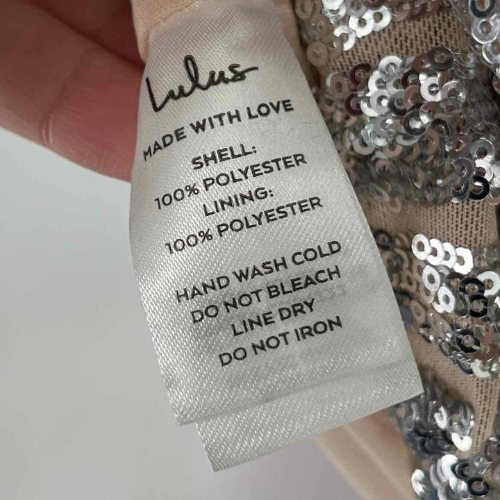 Size 3 LULUS Silver Sequined Dress