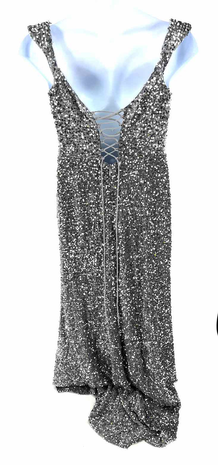 Size XL Silver Velvet Sequined Dress