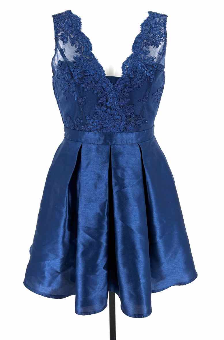 Size M Navy Satin Lace Dress