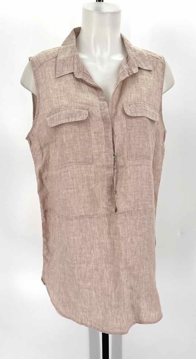 Size L Jones New York Tan Linen Shirt