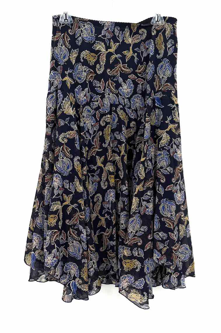 Size M SUSAN GRAVER Navy Print Skirt