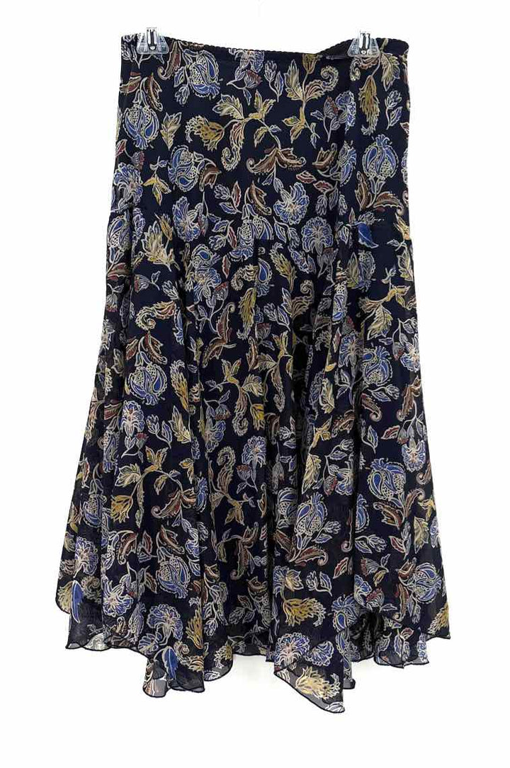 Size M SUSAN GRAVER Navy Print Skirt