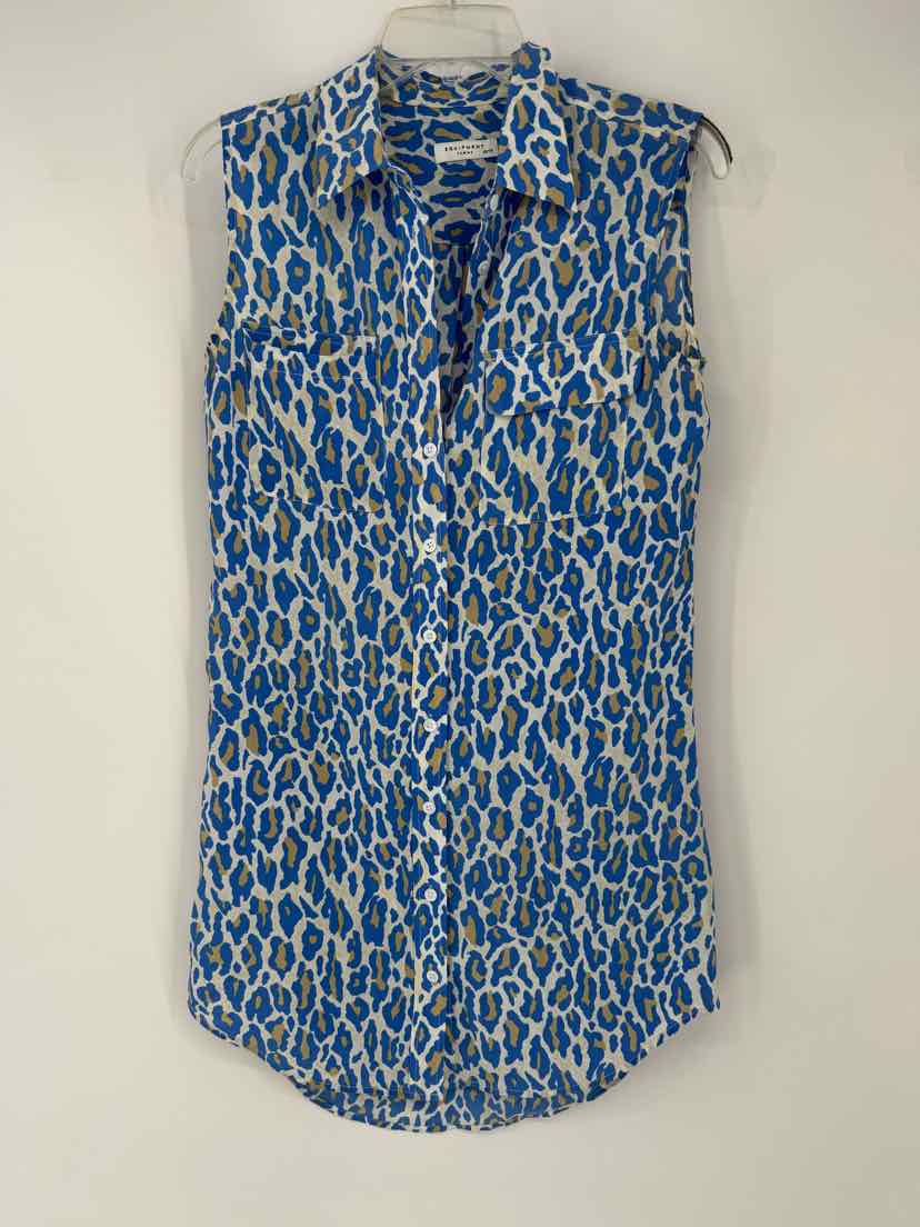 Size XS EQUIPMENT Blue Print Shirt