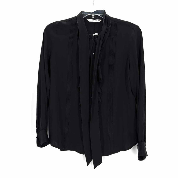 Size L TRINA TURK Black Sateen Shirt