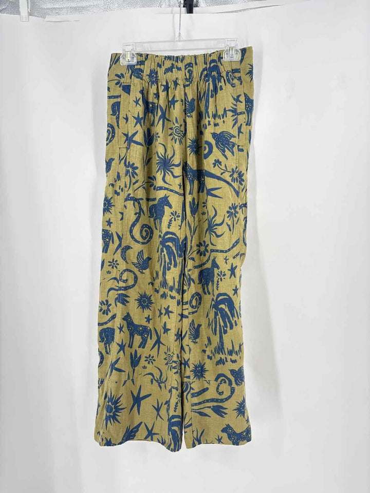 Size S FREE PEOPLE Green Print Pants