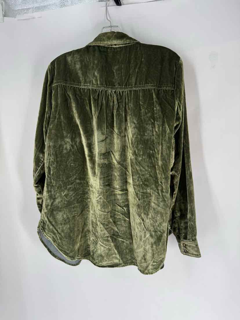 Size 8 MAEVE Green Velour Shirt