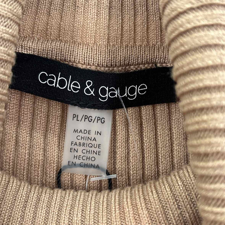 Size Petite CABLE & GAUGE Tan Sweater