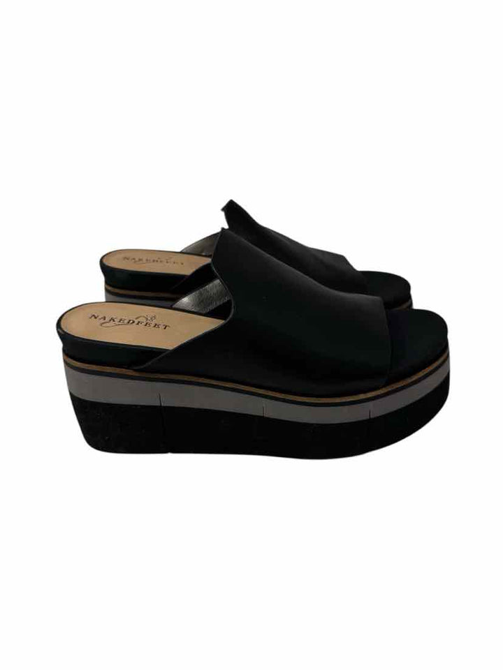 Shoe Size 9 NAKEDFEET Black Leather Sandals