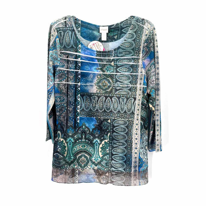 Size M Chico's Blue Mesh Shirt