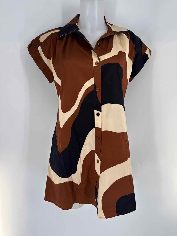 Size XXS CROSBY Brown Print Dress