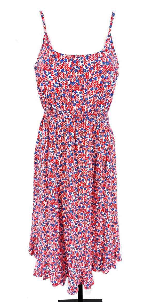 Size 4 J Crew Red Print Dress