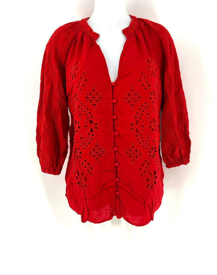 Size S Johnny Was Red Cotton Shirt