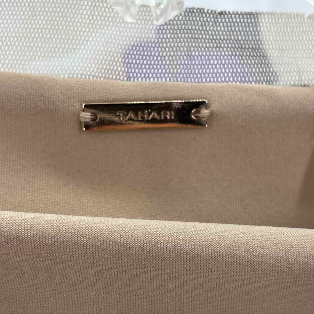 Size 6 TAHARI Tan Mesh Dress