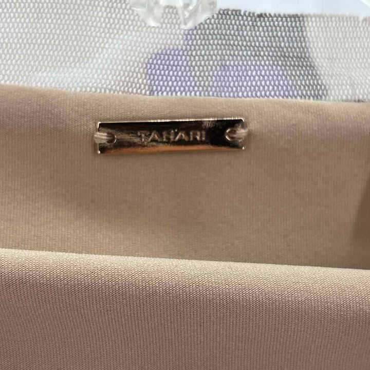 Size 6 TAHARI Tan Mesh Dress