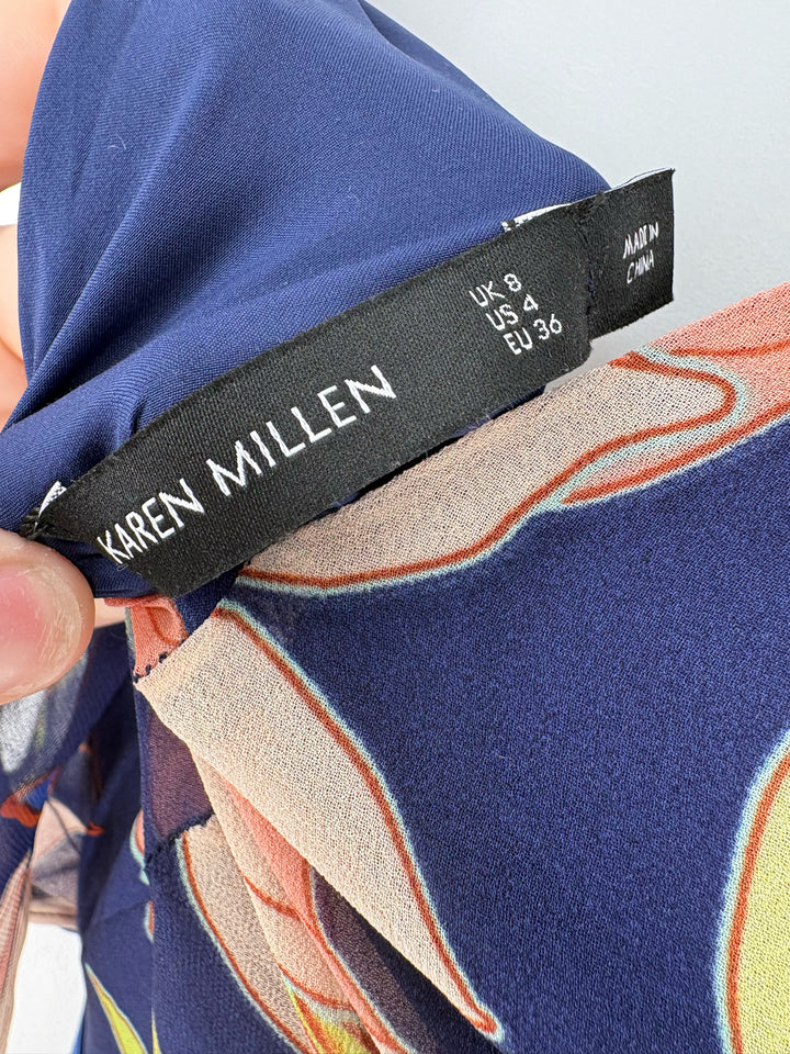 Size 8 KAREN MILLEN Navy Print Dress
