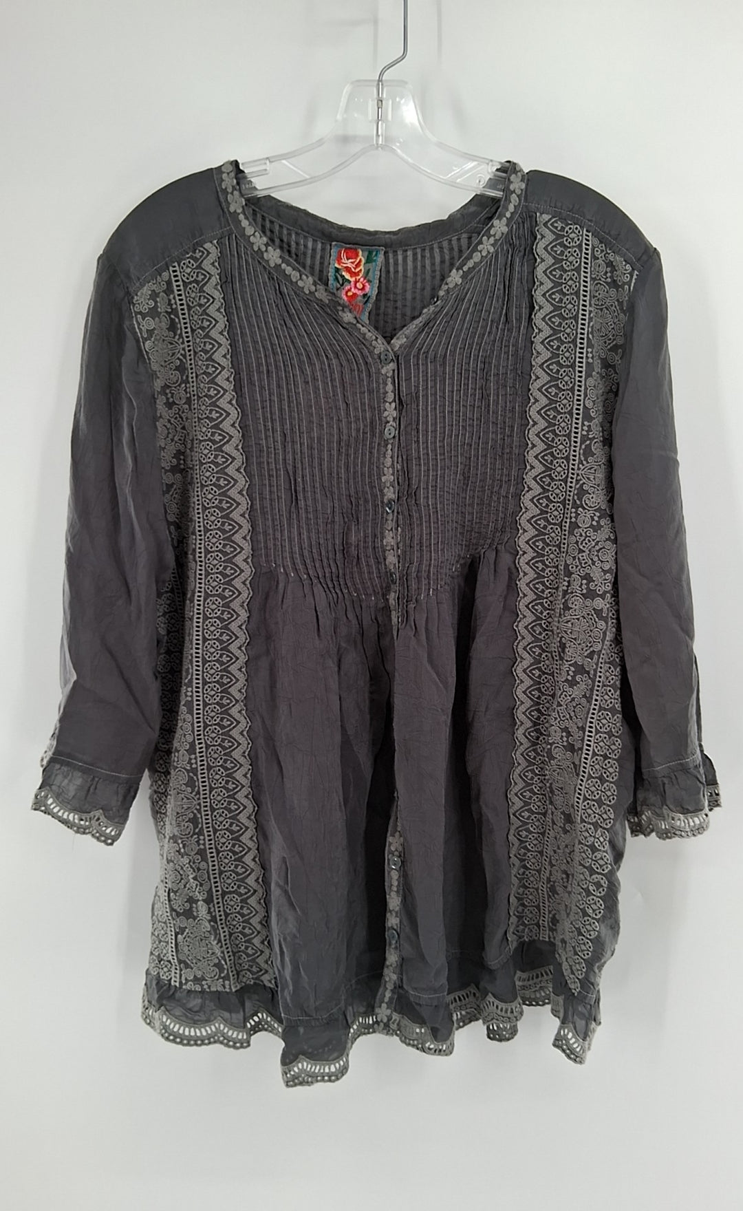 Size L Johnny Was Gray Shirt