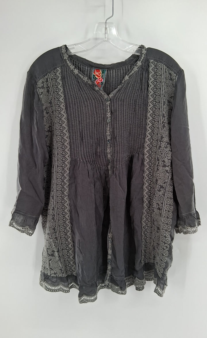 Size L Johnny Was Gray Shirt