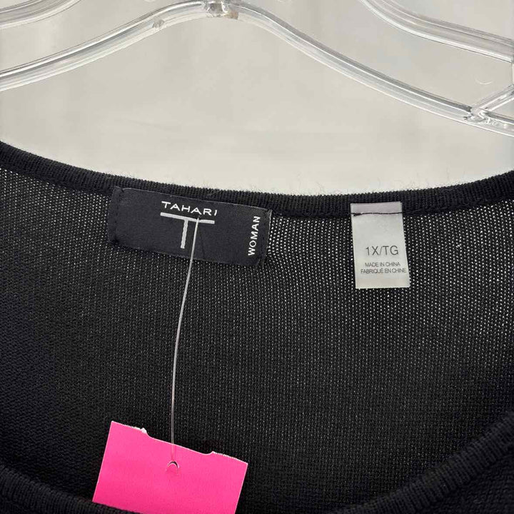 Size 1X TAHARI Black Knit Sweater