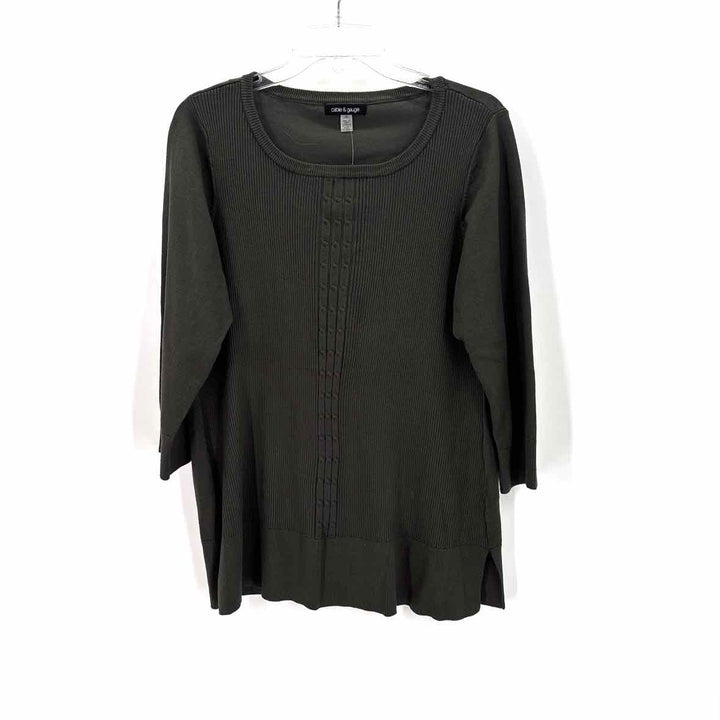 Size 1X CABLE & GAUGE Forest Green Knit Sweater