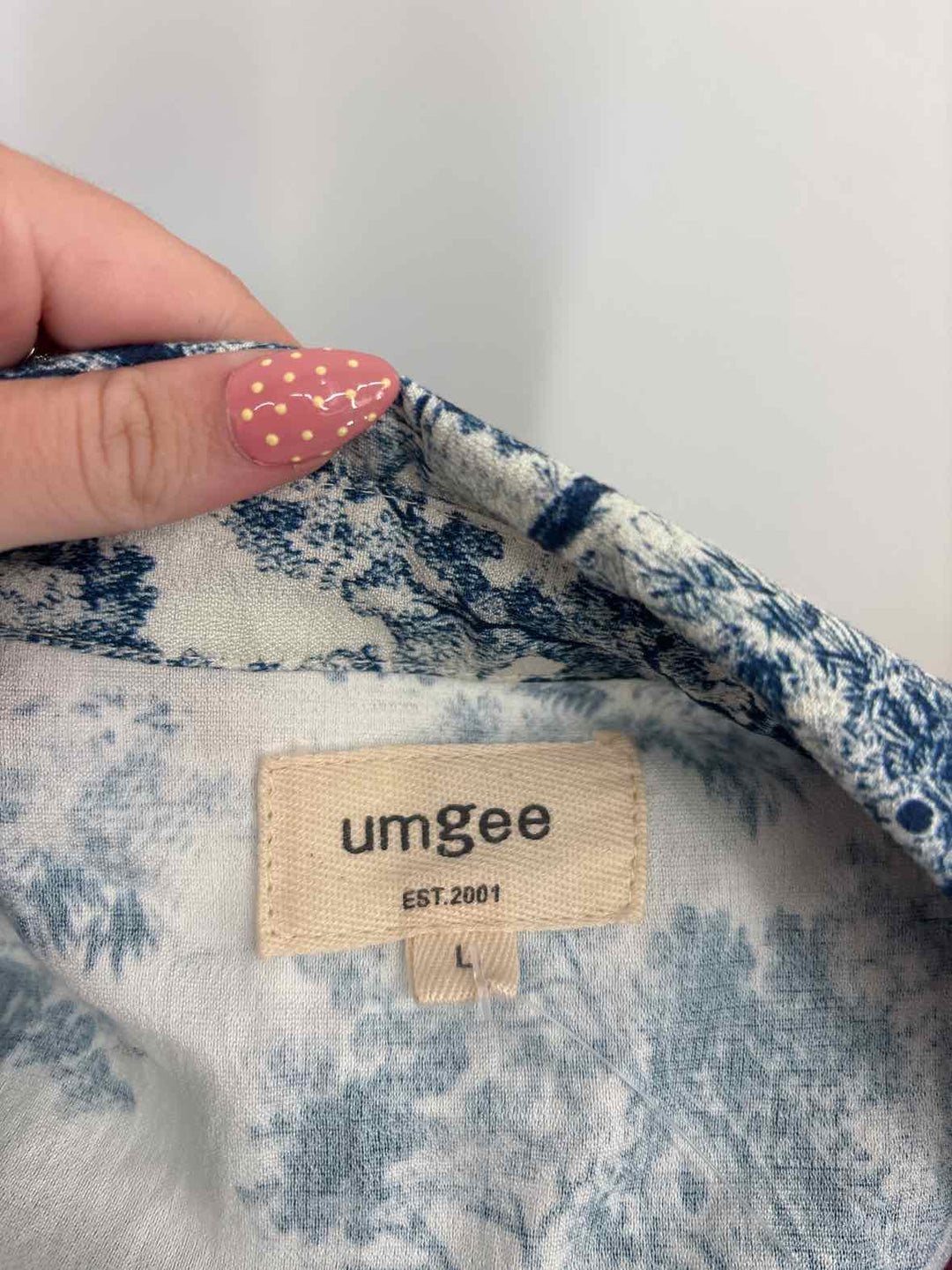 Size L Umgee Blue Print Dress
