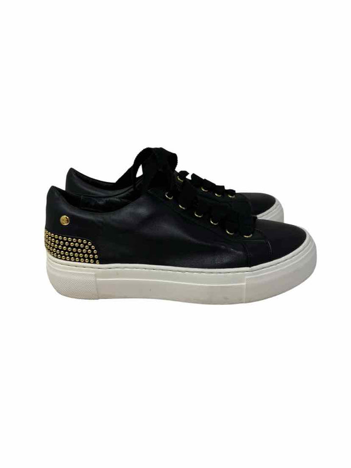 Shoe Size 38 AGL Black Leather Sneakers