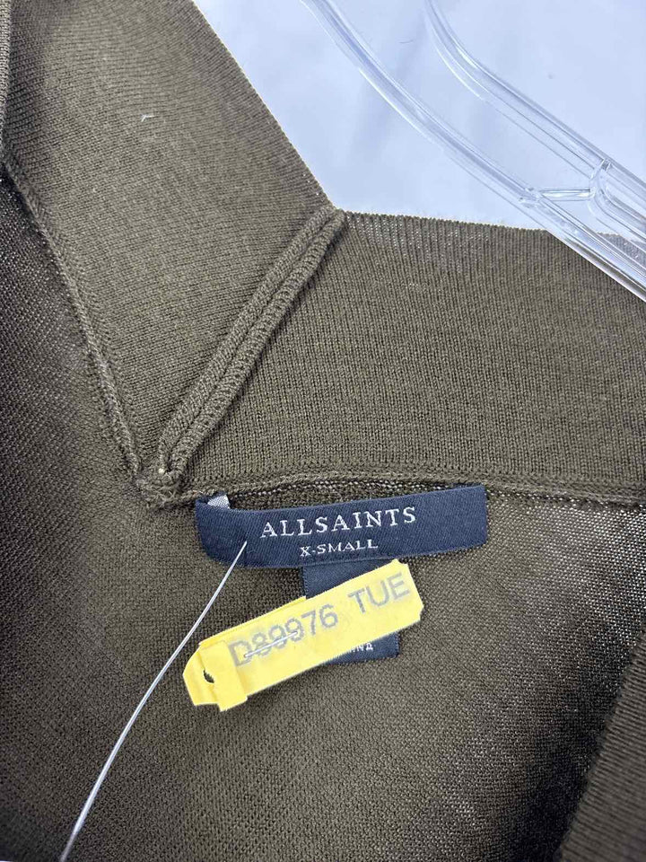 Size XS ALL SAINTS Olive Sateen Shirt