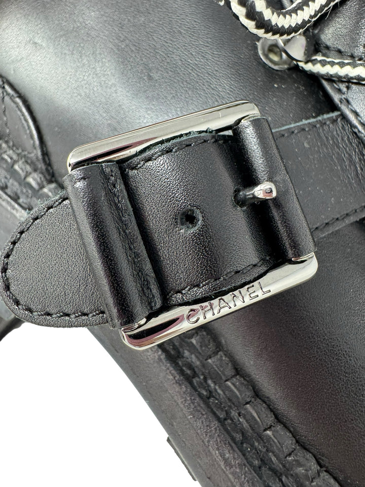 Shoe Size 38 Chanel Black Leather Luxury - Boots