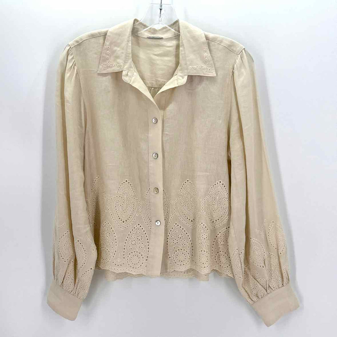 Size M TAHARI Ivory Linen 2 PC Dress