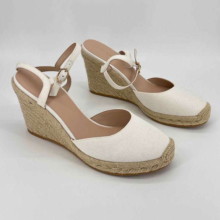 Shoe Size 10.5 Stuart Weitzman Beige Canvas Wedge