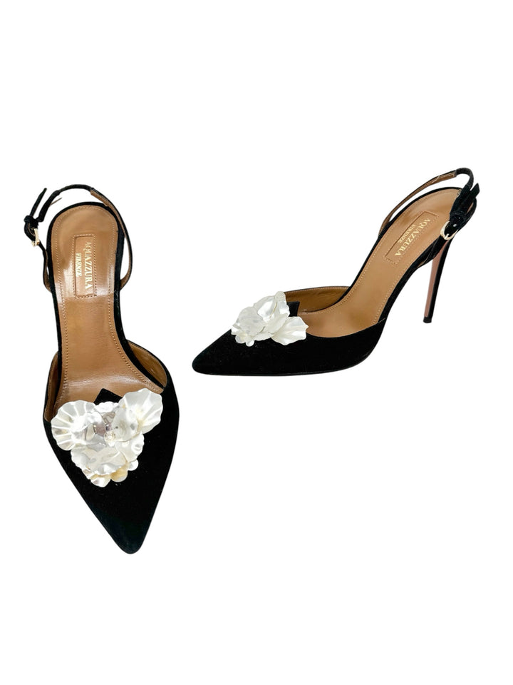 Shoe Size 37 AQUAZZURA Black Suede Pumps